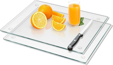 Duurzame set van 2 acryl snijplanken voor aanrecht - transparant en antislip met rubberen band - slijtvast en krasbestendig - geschikt voor elke keuken