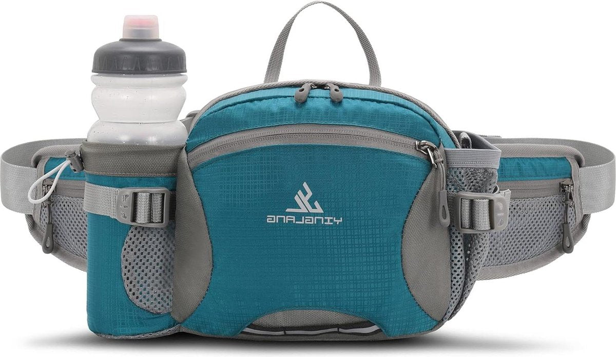 Waterbestendige heuptas met waterfles houder - grote capaciteit - hond wandelen - reizen - sport - Blauw L