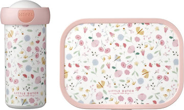 Lunchset Campus (schoolbeker en lunchbox) Little Dutch - Flowers & butterflies.
