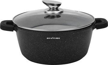 Supergroot - 44 CM Hoge Braadpan Alle Warmtebronnen - Ook Inductie - Soeppan - met Glazen afdekplaat - Zwart