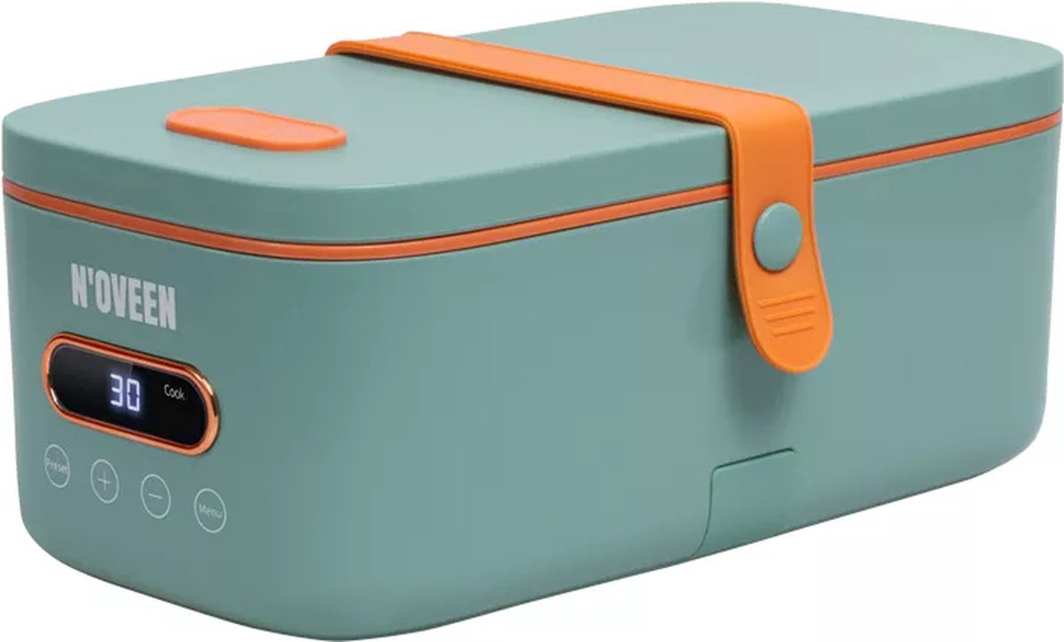 NOVEEN - MLB911 X-LINE Multi Lunch Box - Elektrische Maaltijdverwarmer met Keramische Coating, Digitaal Display en Accessoires - Compact en Stijlvol Design voor Kantoor en Onderweg - Groen