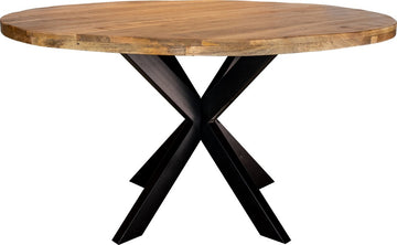 EL mango - Ronde eettafel - 130 cm - spin poot - mango hout dik blad