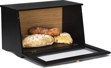 Accessories Broodtrommel bamboe broodcontainer voedselveilig broodopslag onderhoudsvriendelijk 39x21x23cm zwart