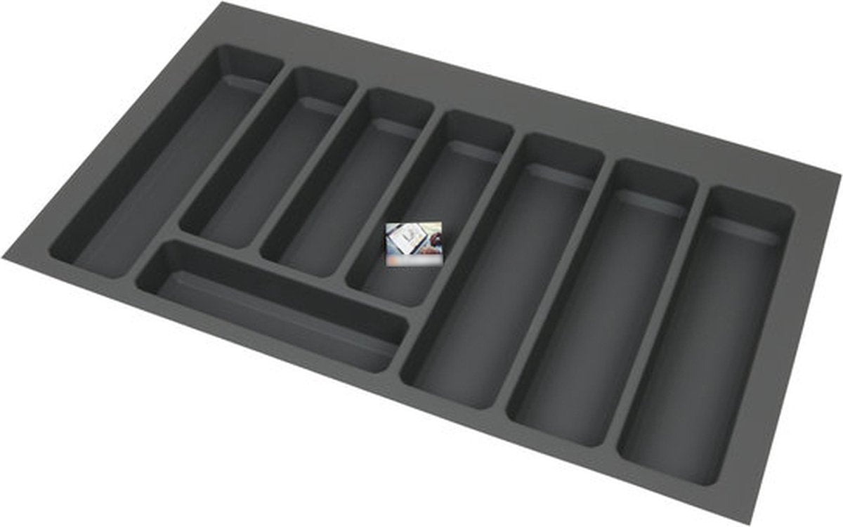 Kunststof bestekbak met antislip, antraciet - Breedte 68.5-73 cm - Diepte 36-43 cm - Besteklade op maat te maken