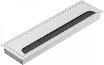 Eleganca kabeldoorvoer – Kabel Organiser – Kabelgoot Bureau – Rechthoekig – Borstelafsluiting - 27 x 8 cm - Aluminium - Zilver