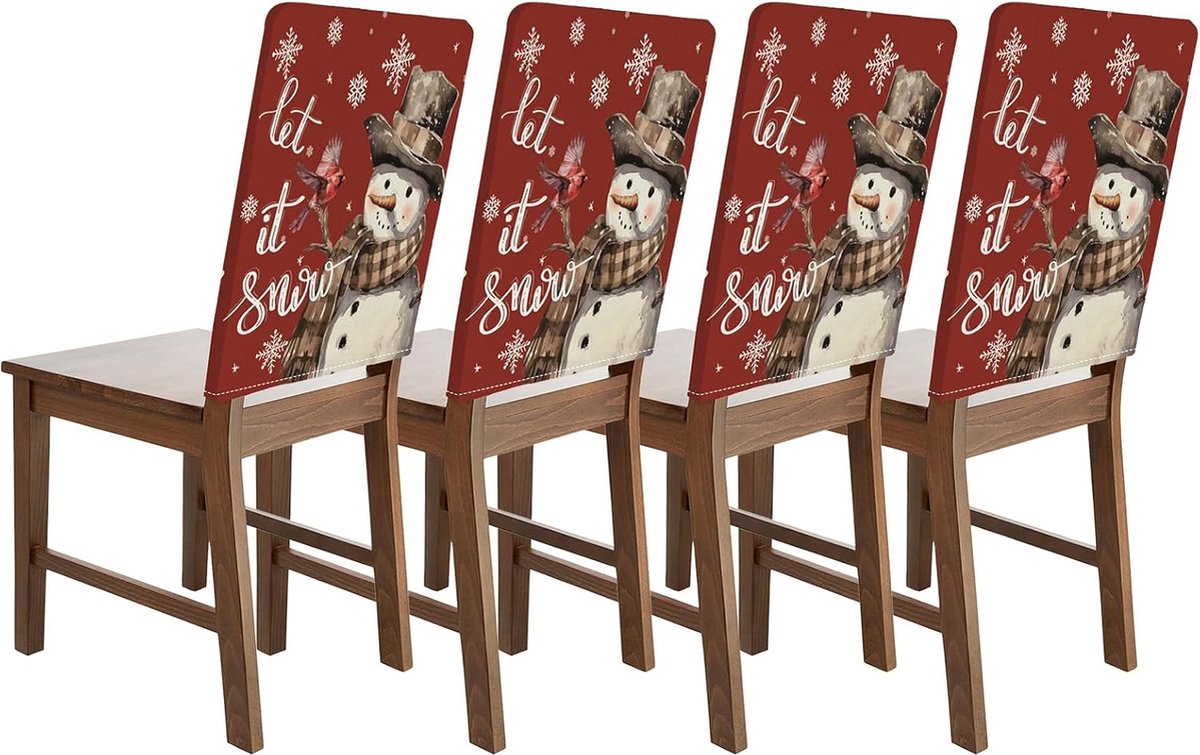 4 stuks kerststoelhoezen, Kerstmis, wasbaar, stoelhoezen (B) Merk: Bseical