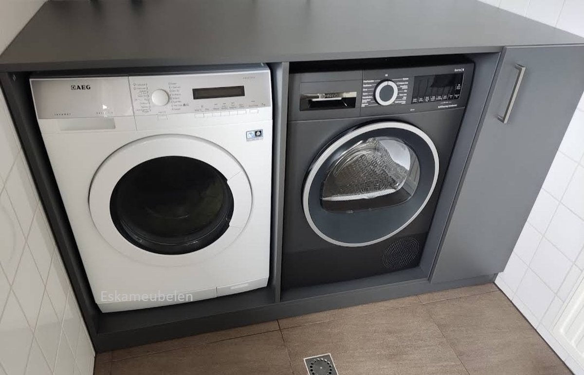 Wasmachine ombouw Design - Wasmachine kast - Antraciet - Planken rechts
