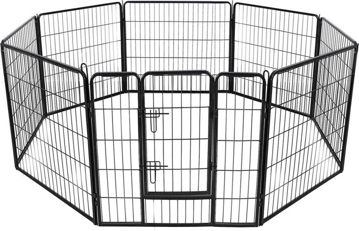 Topmast Premium Puppyren - 120 cm Hoog - 640 cm Omtrek - Hondenren - Hondenhok - Zwart
