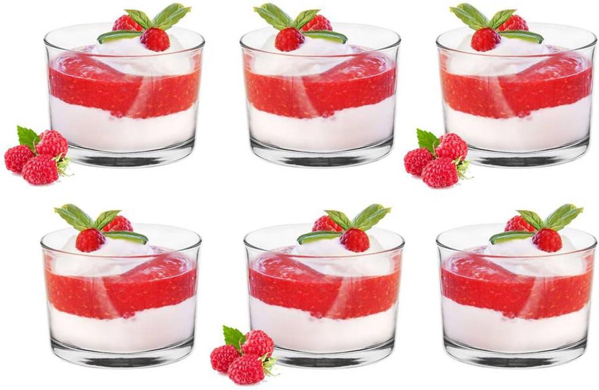 Dessertschalen - Glazen Schaal IJsschalen - Glazen Kom Set van 6 stuks - Saladeschalen Snackschalen - Kleine Glazen Kommetjes voor Dessert IJs Salade 6x150 ml Schalen & Presenteerbladen