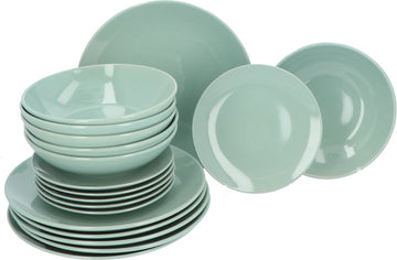 Aardewerk Servies 6 persoons 18-delig - Mintgroen