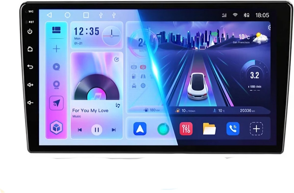 10.1 inch Android | 1 GB & 16 GB | Universeel 2din autoradio | Dubbeldin radio scherm | Met iso stekker | Universele 2 din 10.1" scherm | Bluetooth, Wifi, dubbel din 10 inch |
