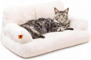 Kattenmand Stijlvol pluizig zachte kattenbank hondenbank - 66 x 48 cm schattig antislipbodem wit
