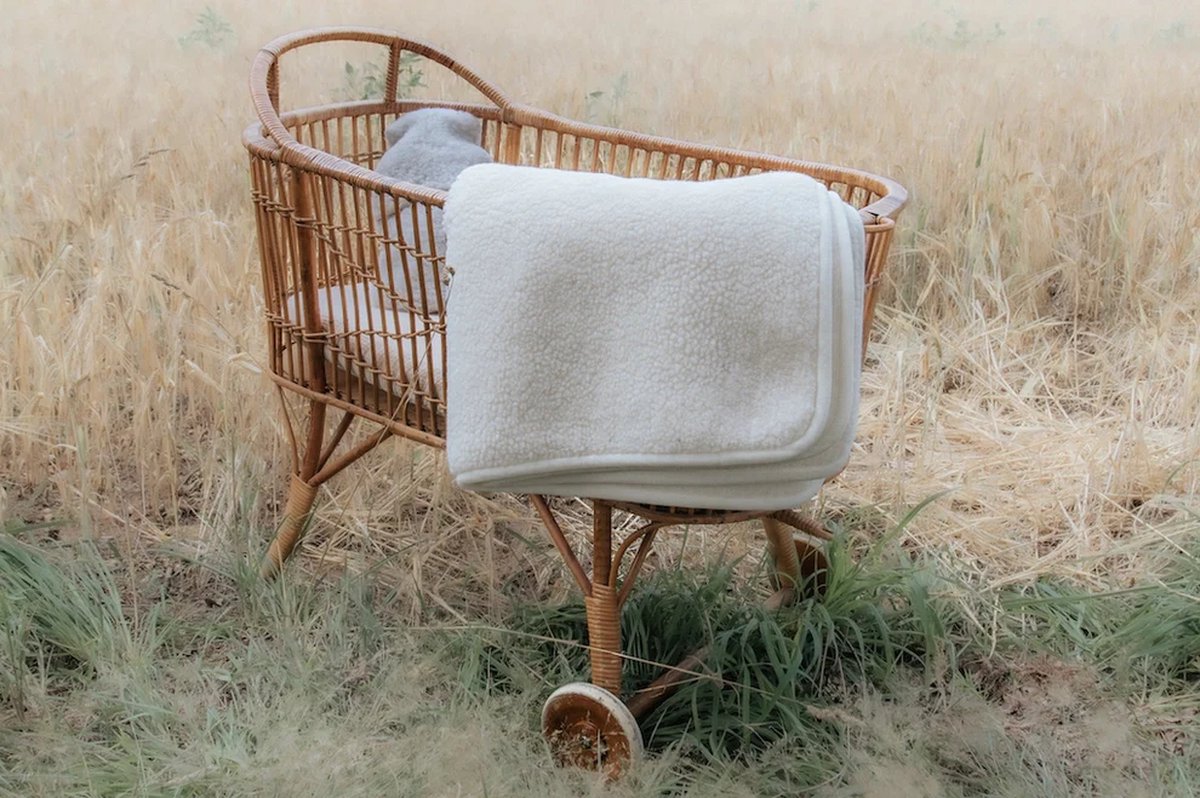 KiCo Label wiegdeken van 100% merinowol - zacht en warm - 75X100 - natuurlijk -