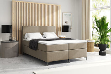 Meuba Home - Atlanta Boxspring - Beige - 180x200 - Stof - Met topper 8cm