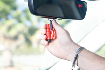 Car Security Keychain Window Breaker and Seat Belt Cutter Emergency Hammer - Red White Blue Set of 3 - Made in the USA