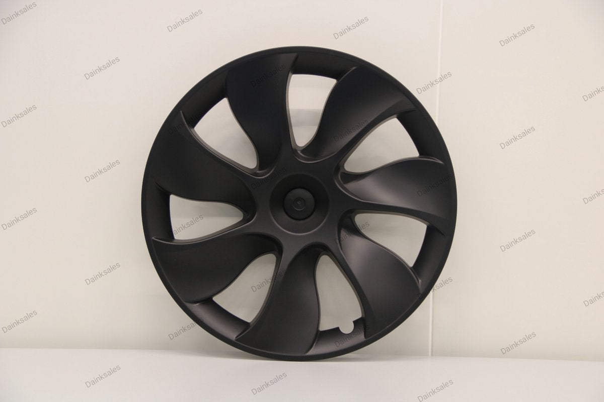 Tesla Model Y Mat Zwarte aerodynamische wieldoppen - Set van 4 wieldoppen - Sportieve upgrade voor 19 inch velgen