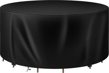 Afdekking voor tuinmeubelen, rond, diameter 130 x 75 cm, afdekhoes van 420D Oxford-weefsel, waterdicht, uv-bestendig, beschermhoes voor meubelsets, tuintafel, zitgroep, zwart