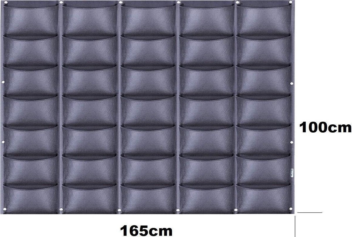 Verticale tuin met 35 extra grote vakken - 165cm x 100cm - verticale tuin - zwart - groene wand - groene muur - verticale moestuin zakken - plantenhanger balkon - plantenbak - plantenzak 1.65x1 meter Beactiff®
