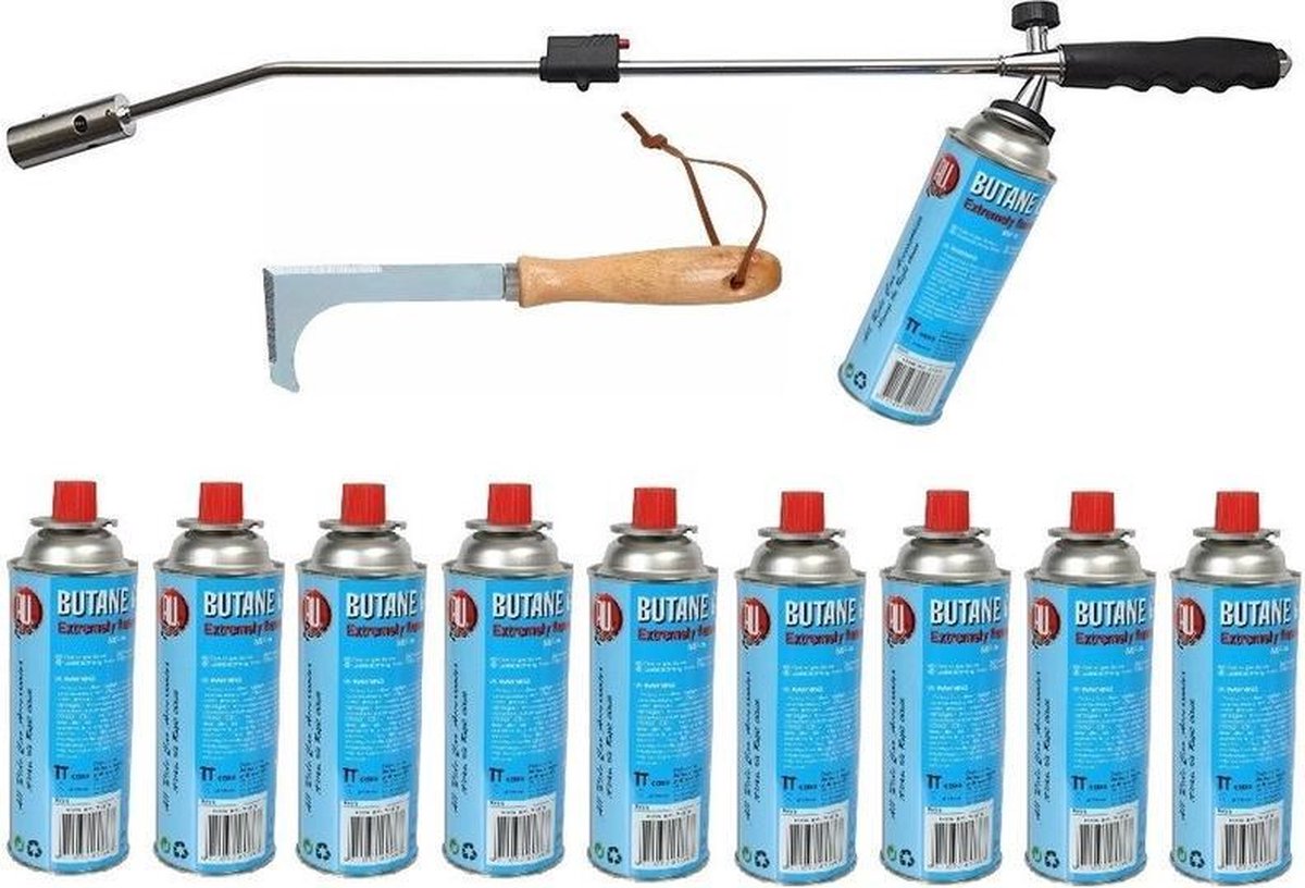 Onkruidbrander / onkruidverdelger op gas + 10x gasbus en gratis onkruidkrabber