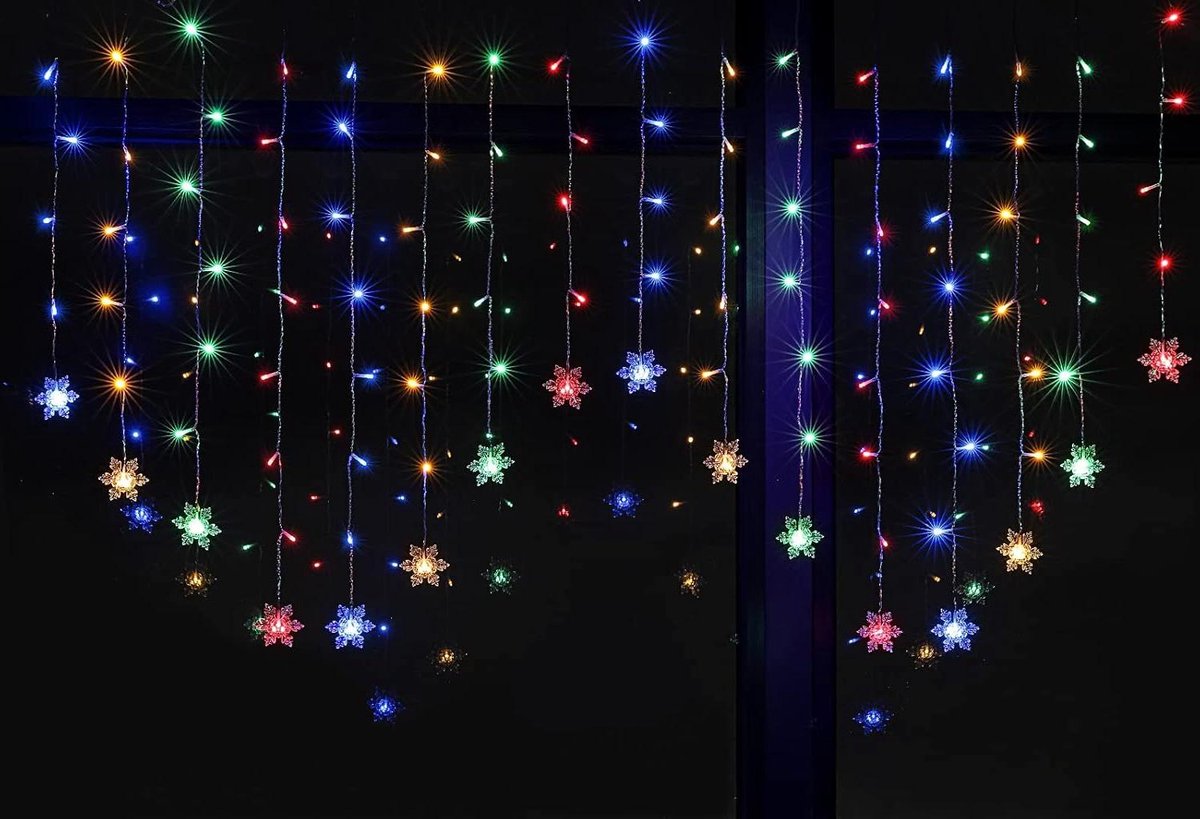 Kerstverlichting Raam 2 meter x 1 meter - 104 LED's - Sneeuwvlokken Lichtgordijn - Feeërieke Verlichting voor Binnen - Feestjes of Slaapkamer