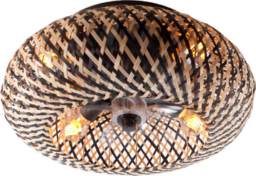 Plafondventilator met licht - Rotan naturel / zwart Ø 50 cm