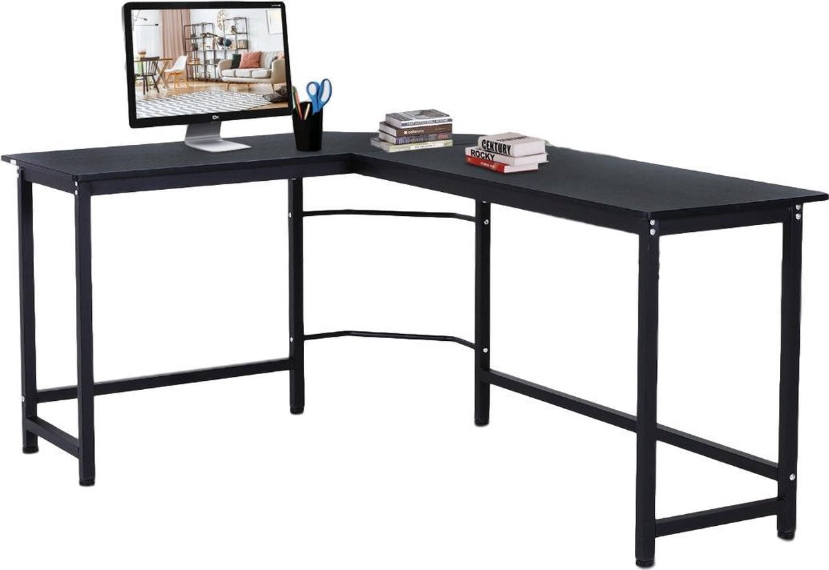 Hoekbureau - Bureau - Schrijftafel - Computerbureau - Bureautafel - Opslagruimte - 168 x 120 x 75cm - Zwart