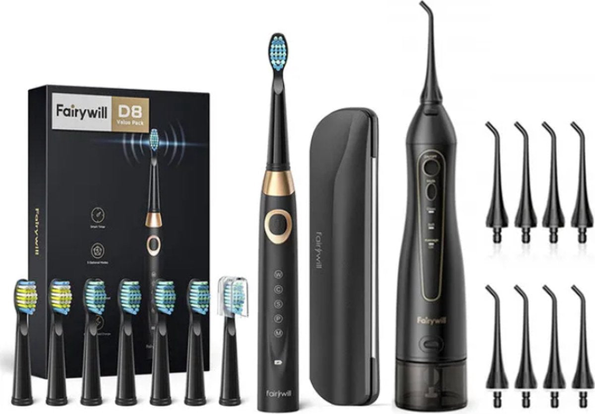Mond Douche + Electrische Tanden Borstel Set Sonische Tandenborstel & Water Flossen Usb Opladen Waterdicht 5 Modus 3 Opzetborstels Tandenborstel Tanden Verzorging Hygiëne