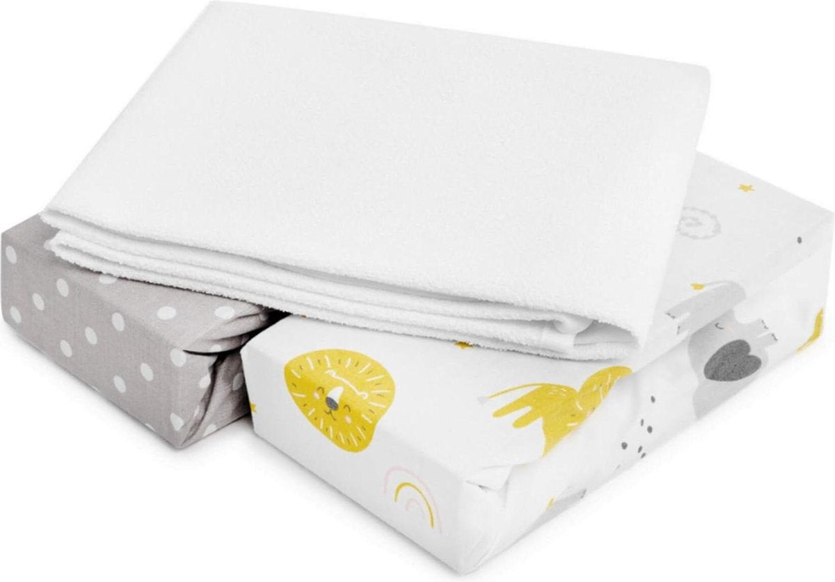 Hoeslakens Voor Wiegje Co Sleeper 3-Delige Set 90x55 cm - Waterdichte Matras Beschermer - Kinder Bedden - 100% Puur Katoen - Co Sleeper