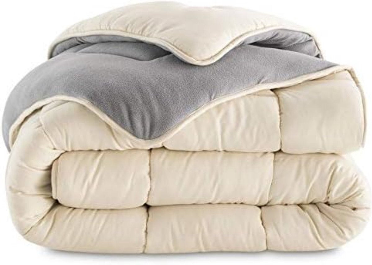 Dekbed, 140 x 200 cm, tweezijdig fleece, grijs en crème, 400 g
