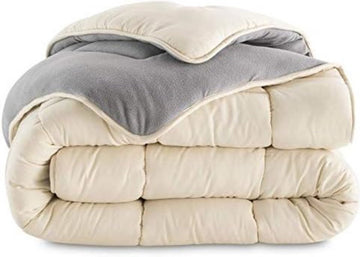 Dekbed, 140 x 200 cm, tweezijdig fleece, grijs en crème, 400 g