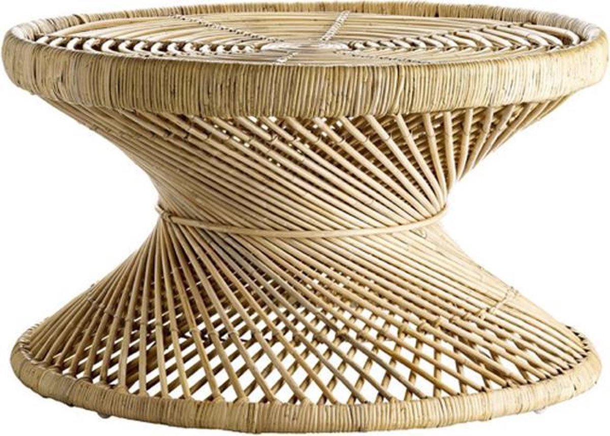 Tafels - salontafel rotan rond - 70x40 cm - natuurlijk rotan - ronde tafel - gemonteerd geleverd