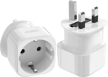 Reisadapter EU/DE naar UK - 2 stuks, Type G, Europa naar Engeland - VK, Ierland, Hong Kong