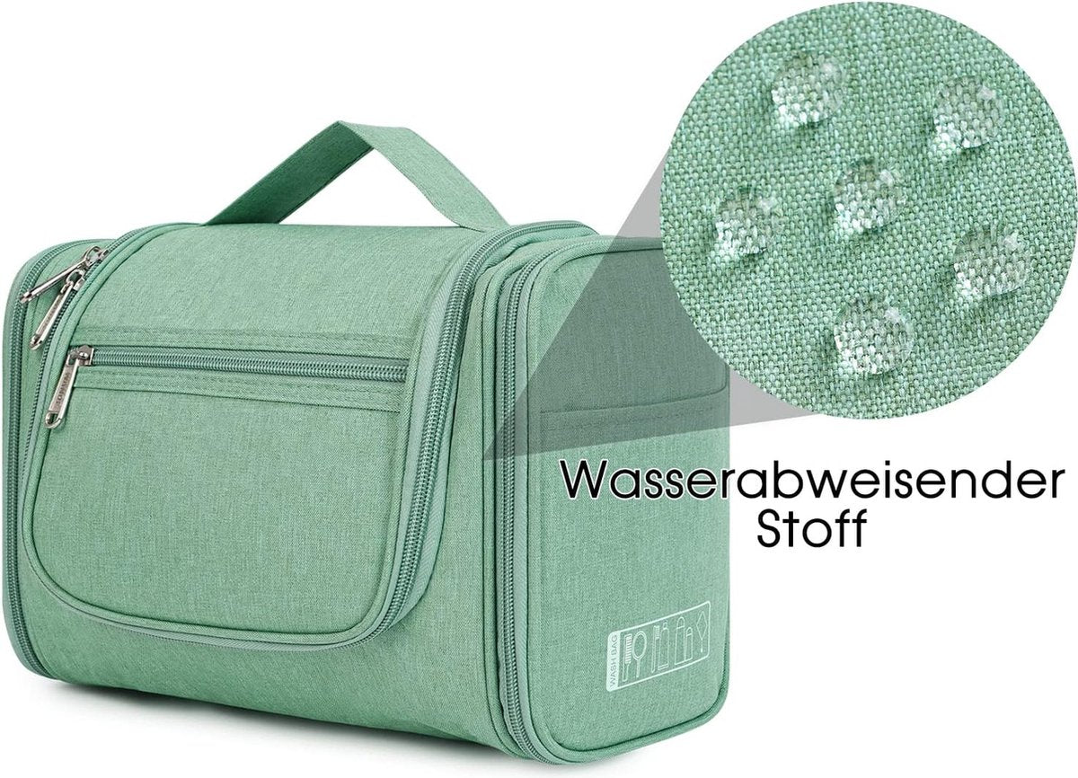 Grote wastas, toilettas om op te hangen voor dames, toilettas voor heren, groot, waszak voor kamperen, reizen, voor kinderen, vrouwen en mannen, groen