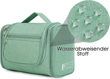 Grote wastas, toilettas om op te hangen voor dames, toilettas voor heren, groot, waszak voor kamperen, reizen, voor kinderen, vrouwen en mannen, groen