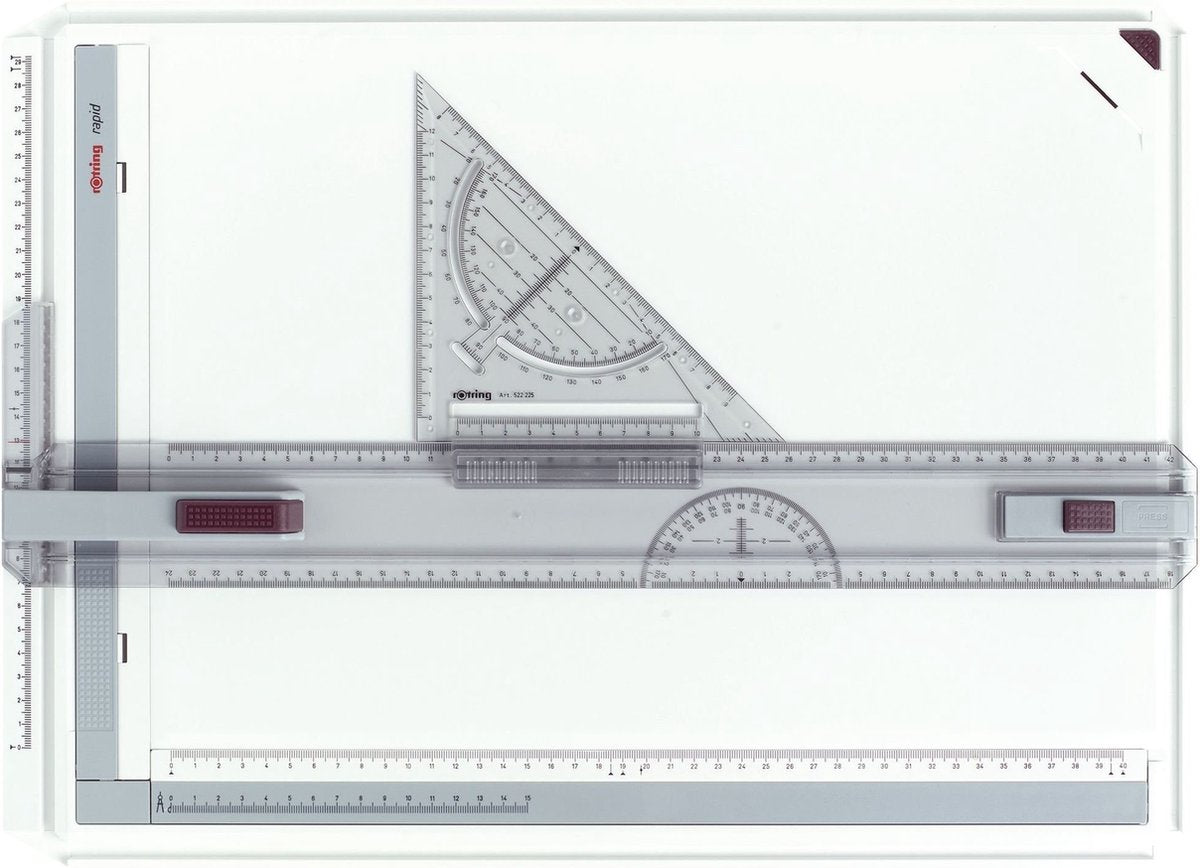 rOtring Rapid Tekentafel | met liniaal, passer en vierkant | A3-formaat tekentafel