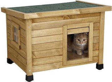 Kattenren - Kattenhuis - Kattenverblijf buiten - Bruin - Kattenhuis voor buiten - Kattenhuisje buiten - Kattenhok buiten