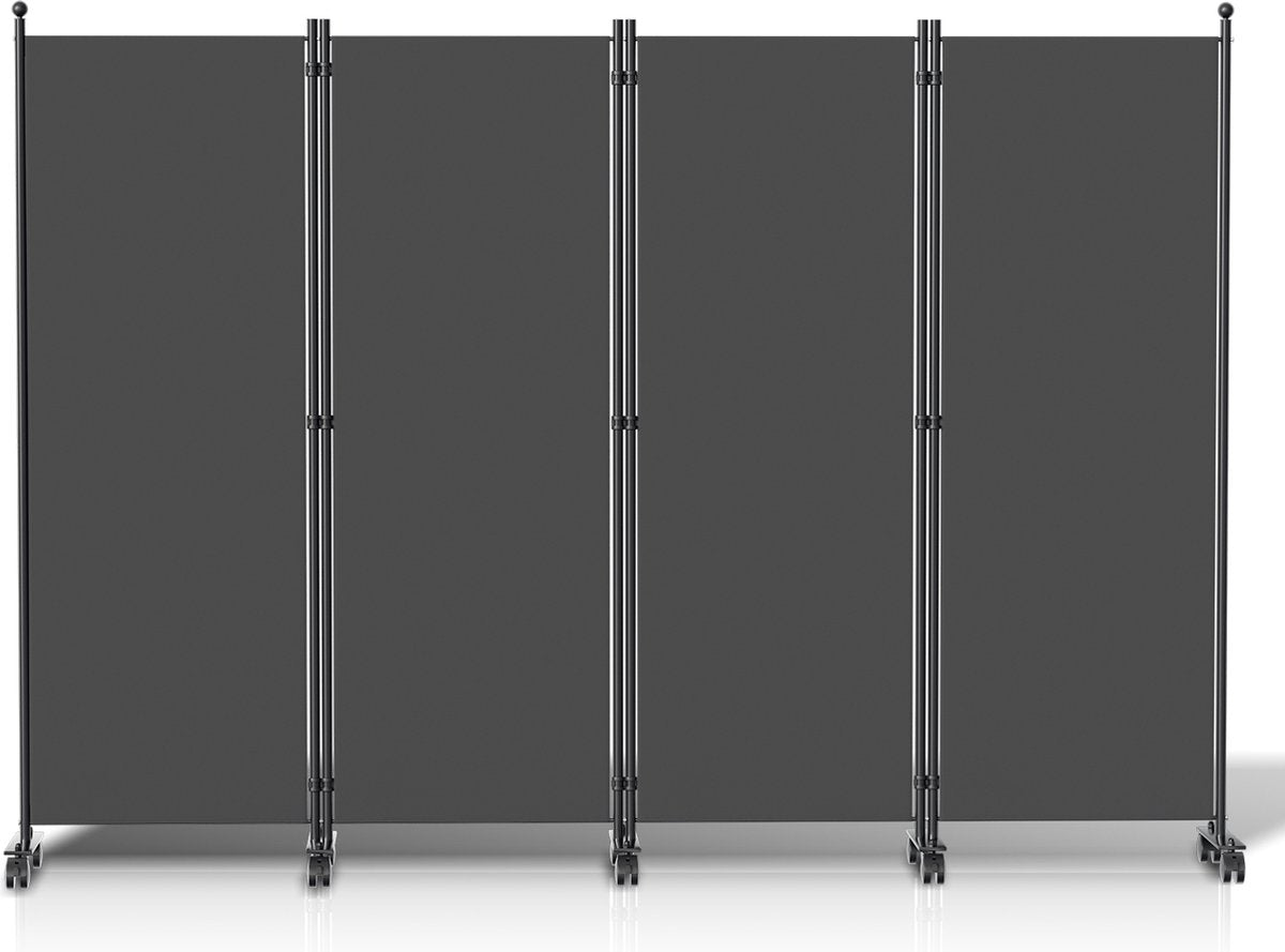 Kamerscherm op wielen met 4 panelen - 228 x 181 cm - Kamerverdeler Tuin Spaanse Muurscheiding Antraciet