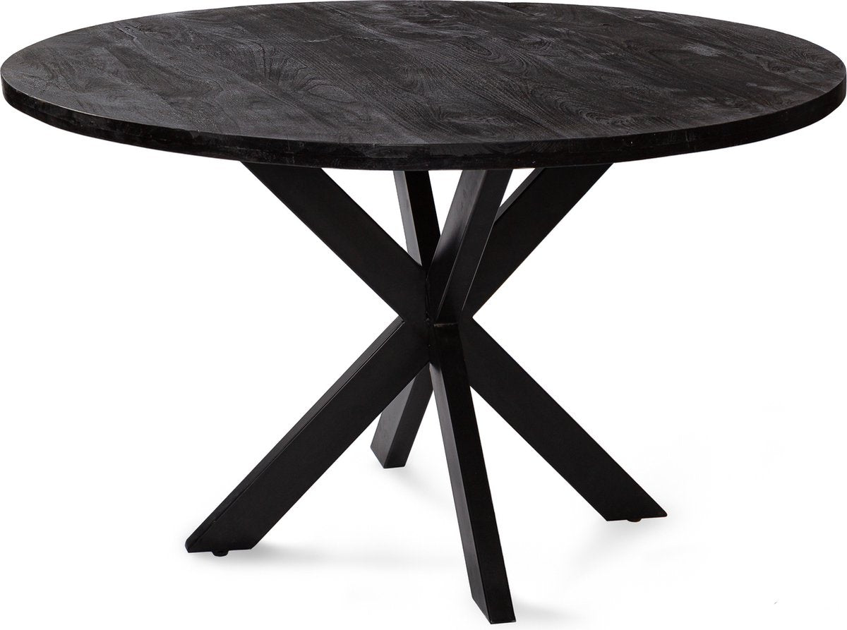 Zita Home ronde eettafel 120cm - zwart - met een dik blad matrix poot - 4cm dik blad