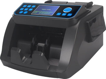 Geldtelmachine & Biljettelmachine - 5-Voudig Valsgelddetectie - 1000 biljetten/minuut - 5-voudig valsgelddetectie - Optel & batch-functie - Draaghendel - Alarm - Incl. Gratis Opberg- en Stofhoes én Vals Geld Stift