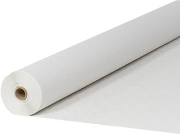 Damast papier tafelrol wit 1,20x100m