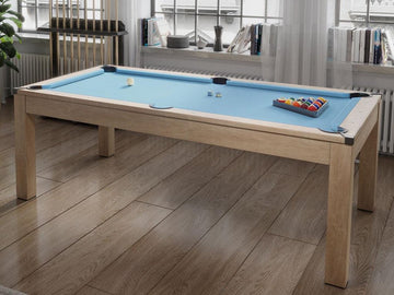 Vente-unique Moduleerbare tafel - Biljart en tafeltennis BALTHAZAR - 213 x 112 x 81.5 cm - Blauw L 213.4 cm x H 81.5 cm x D 111.8 cm
