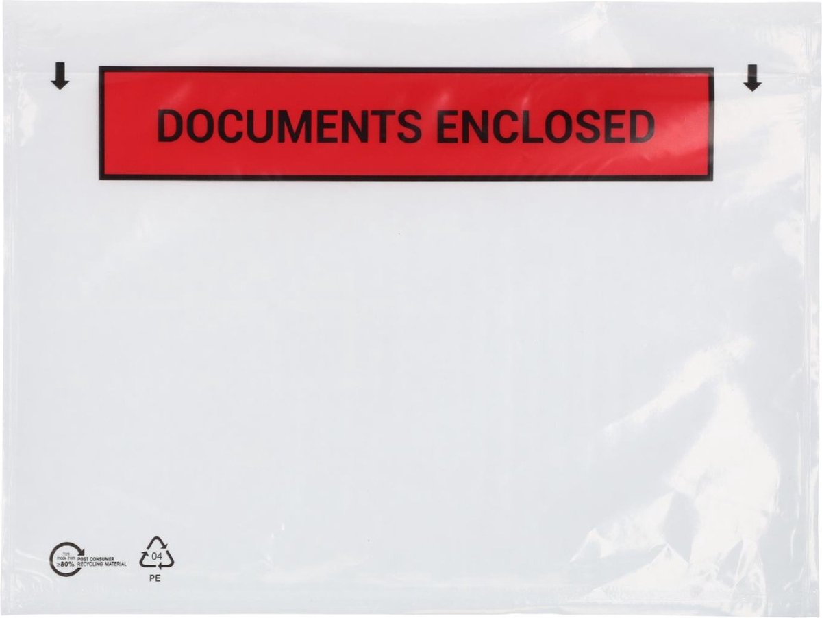 x Paklijst envelop A5 Documents Enclosed 225 x 165 mm - Met plakstrip - Enveloppendoos