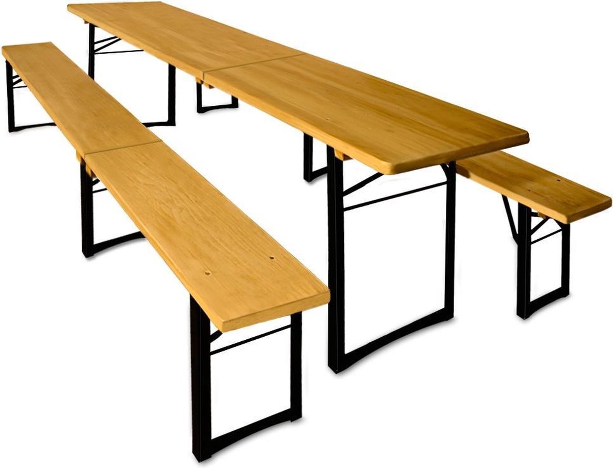Picknicktafel Set - 1 Biertafel 2 Bierbanken Inklapbaar - 220cm