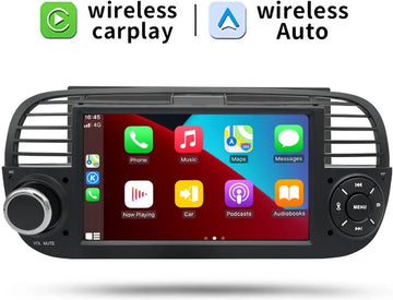 Fiat 500 ( ZWART ) 2008 - 2014 | Carplay & Android auto | Autoradio met Navigatie | android radio scherm | 2008 2009 2010 2011 2012 2013 2014