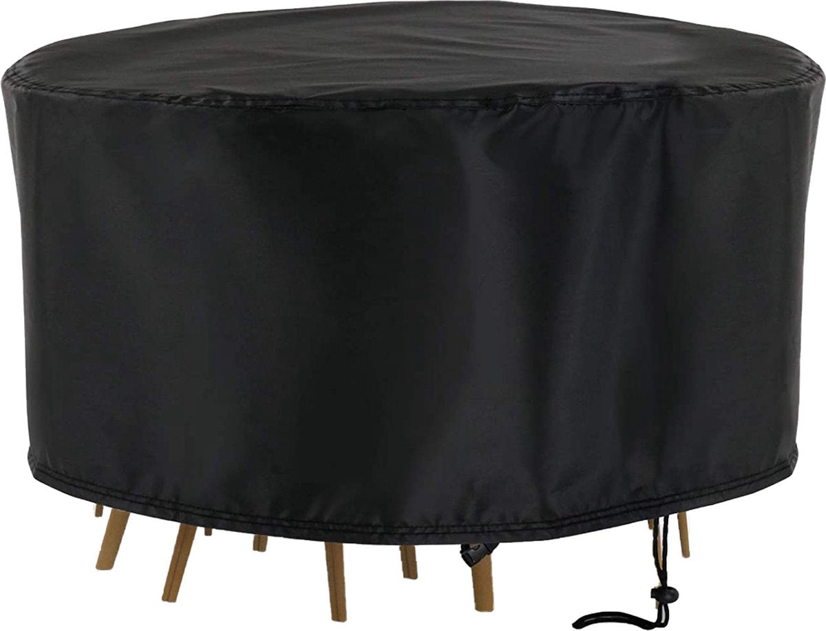 Tuinmeubelhoes Rond - 230 cm x 110 cm - Zwart - Beschermhoes voor je Tuinset - Tuinmeubelbeschermhoes