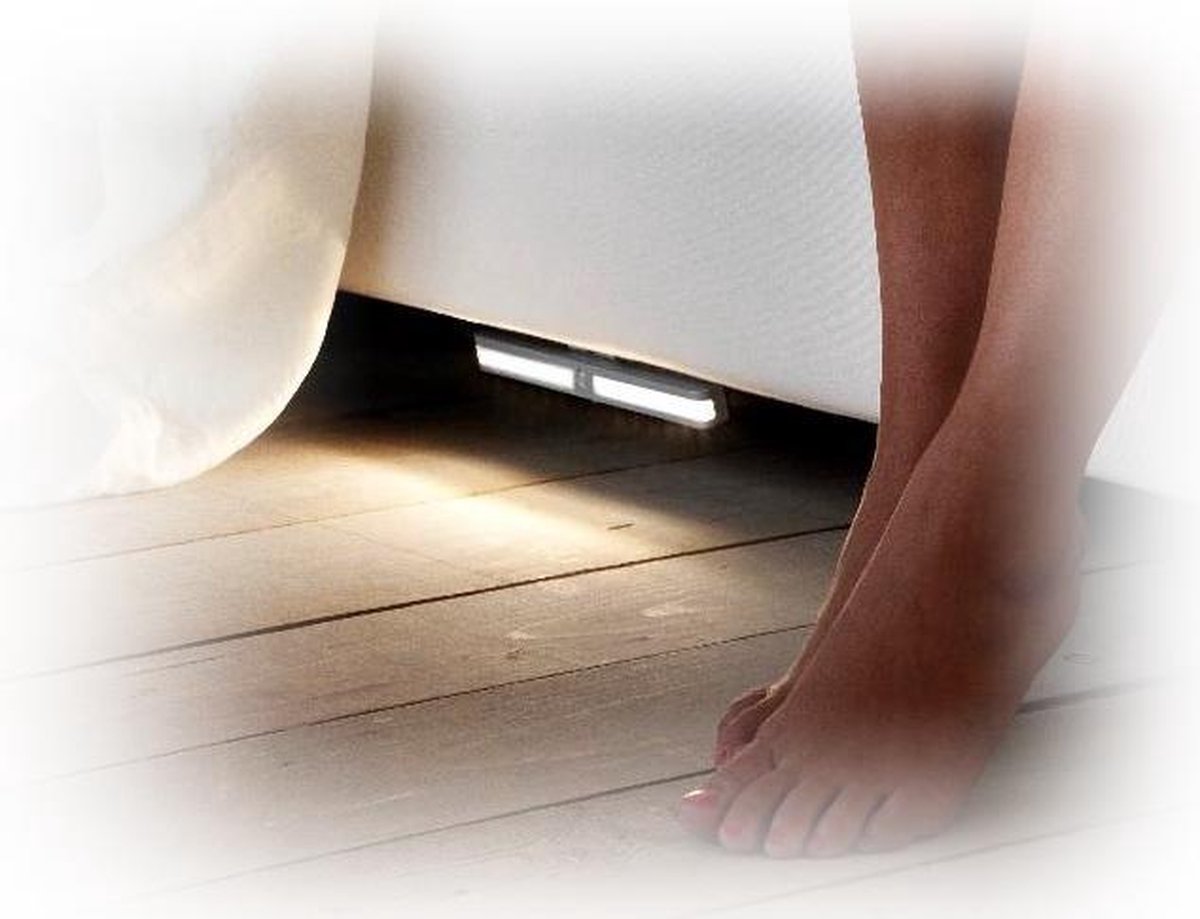Bed LED verlichting met sensor 2 stuks - uitstapverlichting - bedlamp - nachtlamp - instelbare brandduur - Kunsstof - 3400K Wit licht - 1,6 cm - RVS