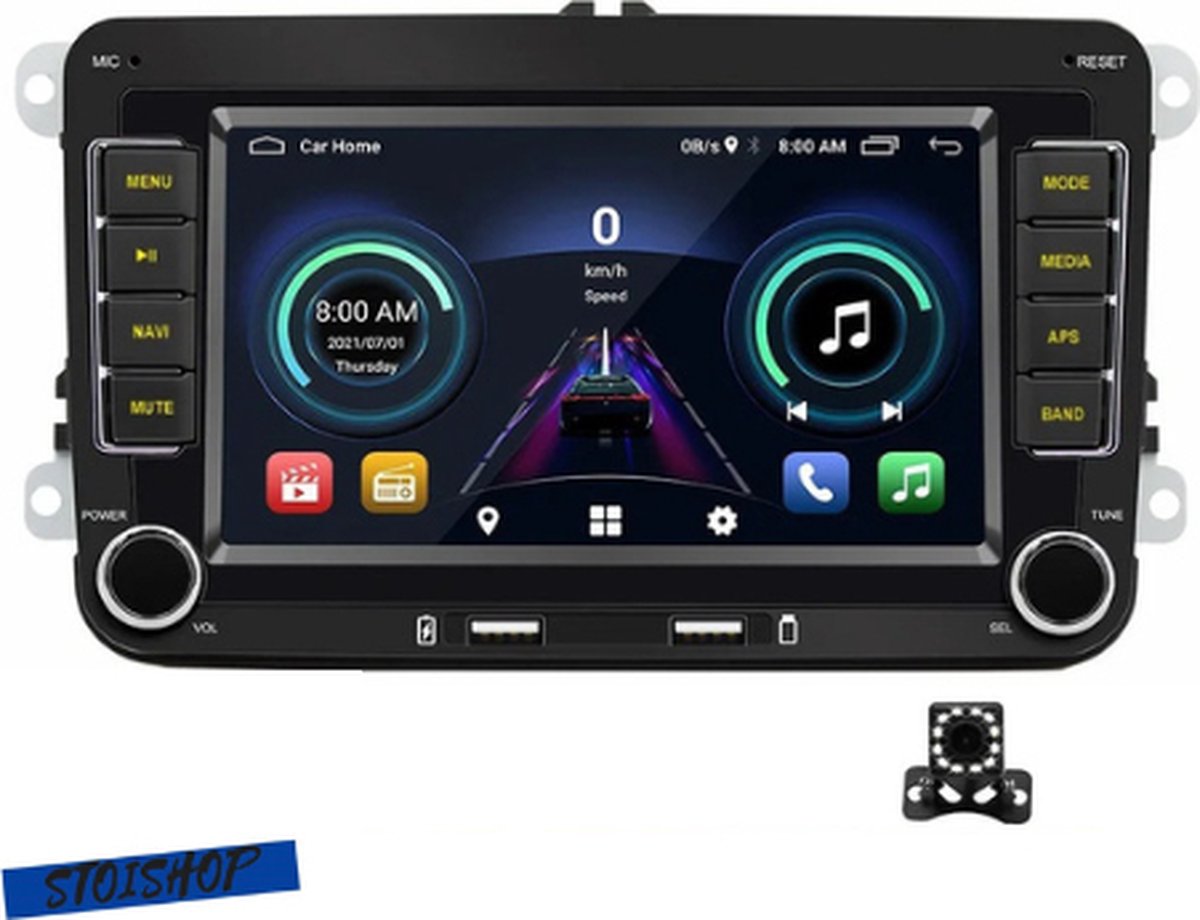 Autoradio - 2din - Apple Carplay - Android Auto - Voor Volkswagen Golf 5 6 Polo Passat B6 B7 Cc Skoda Jetta Universele Muiltmedia - Wifi Gps Navigatie - Achteruit Rij Camera - Met USB Aansluiting