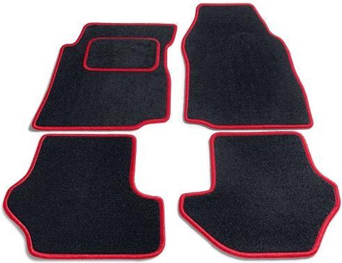 Bavepa Complete Naaldvilt Automatten Zwart Met Rode Rand Toyota Aygo 2010-2014