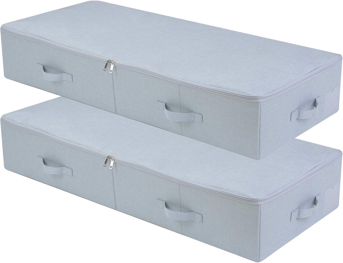 Handige Opvouwbare Opbergcontainers voor Onder Bed of Kledingkast, Lichtgrijs, Set van 2