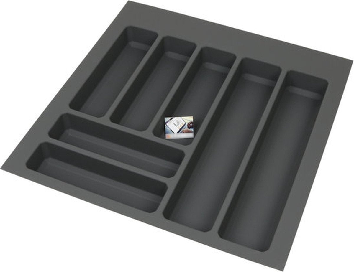Kunststof bestekbak met antislip, antraciet - Breedte 48.5-53 cm - Diepte 46-53 cm - Besteklade op maat te maken